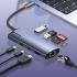 LDNIO DS-18H New Trending 8 in 1 Type-C to USB-C 3.0*1+USB C2.0/Pd100W*1+HDMI*1+USB3.0*2+RJ45*1+SD2.0*1+TF2.0*100W PD Charging Docking Station for Laptop mac- Gray